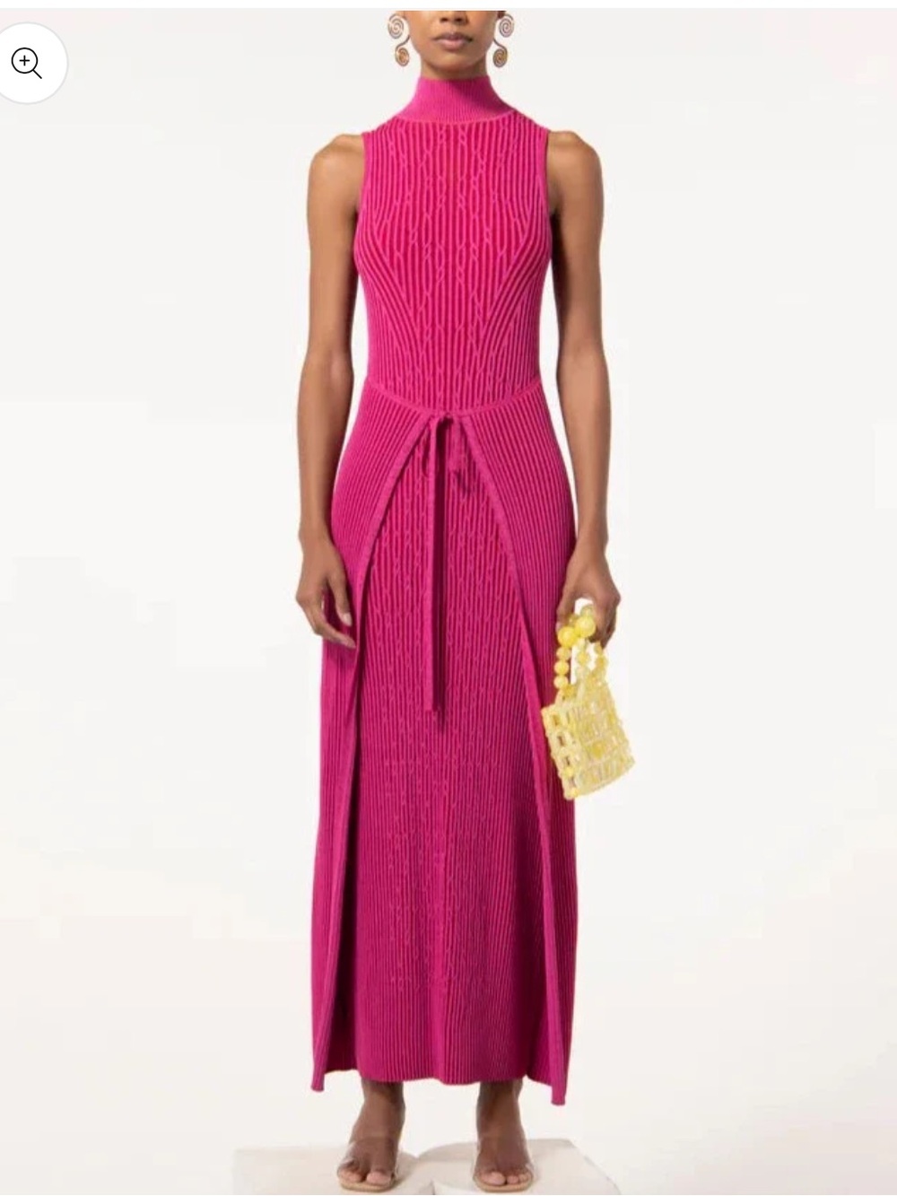 cult gaia liora pink sleeveless ribbed knit Maxi Dress with Tie Detail medium
